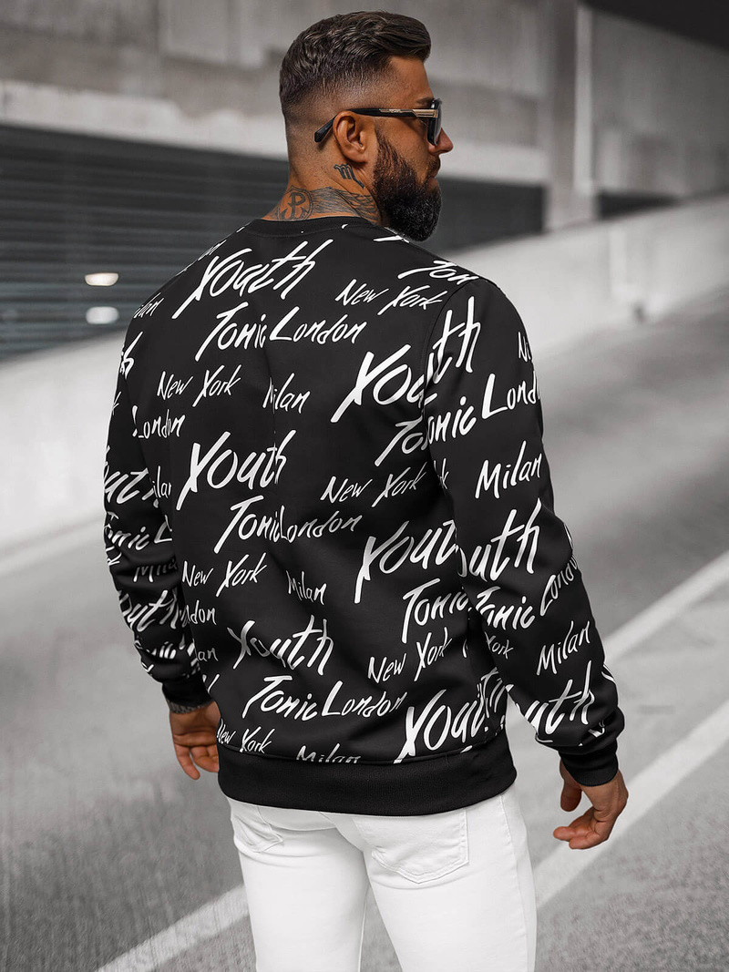 Sweatshirt Homme Noir OZONEE JS/8B1189/3