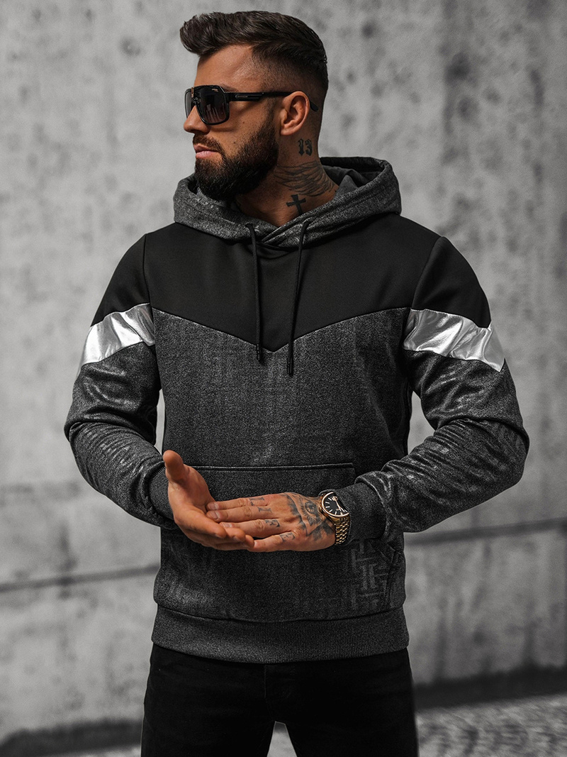 Sweatshirt à capuche homme gris foncé OZONEE O/3A77