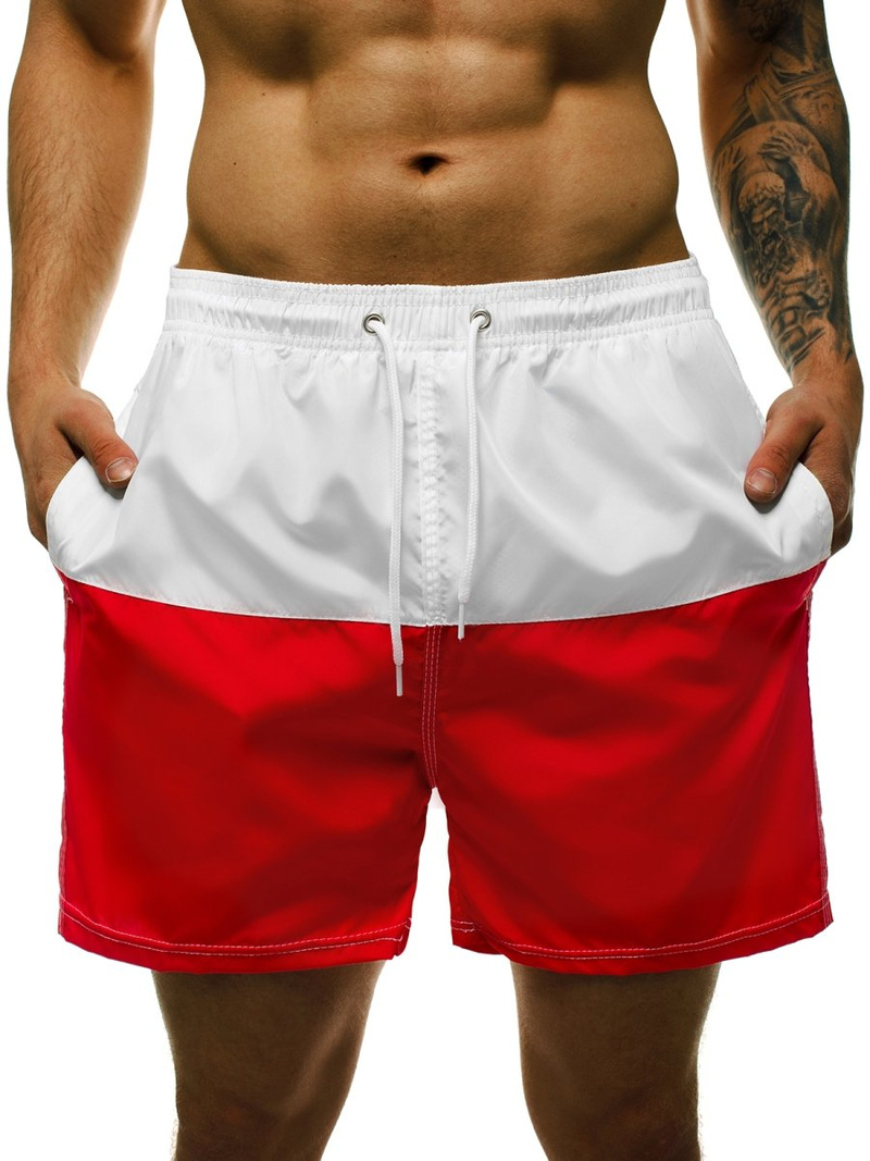 Short de bain homme Blanc et rouge OZONEE JS/YW02058