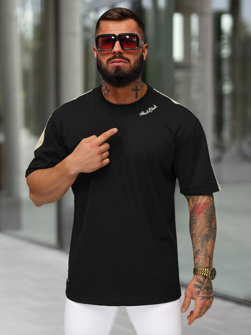 T-shirt Homme Noir OZONEE O/QQ1195