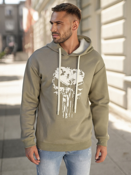 Sweatshirt à capuche homme kaki OZONEE JS/65B3907/29