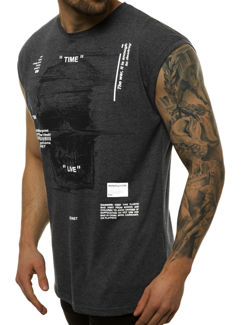 T-Shirt Homme graphite et blanc OZONEE MACH/M1212