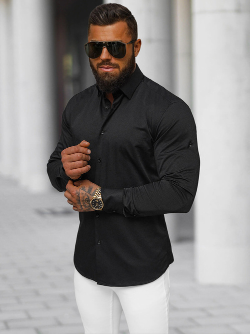 Chemise Homme Noir OZONEE O/V125
