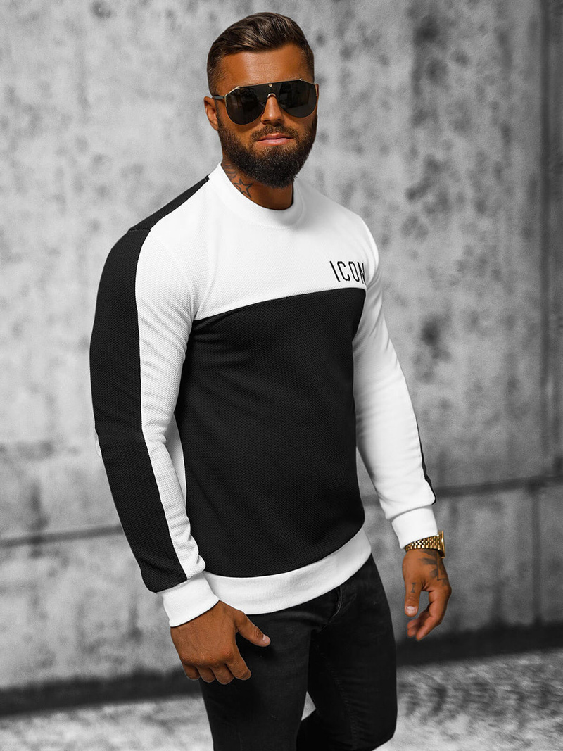 Sweatshirt Homme Blanc et Noir OZONEE O/P2032