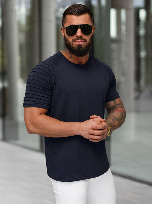 T-shirt Homme Bleu Foncé OZONEE JS/8T88/25Z