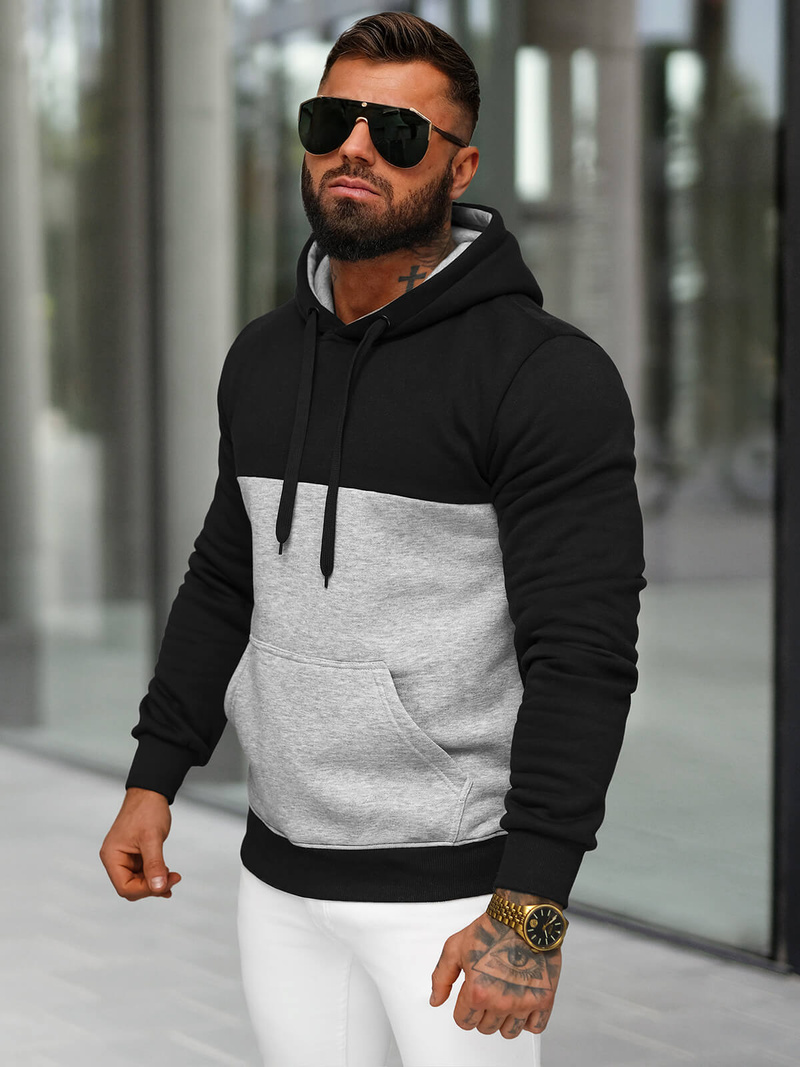 Sweatshirt à capuche homme noir OZONEE JS/8B1317/3