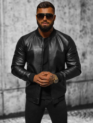 Veste en cuir homme noir OZONEE JS/11Z8105