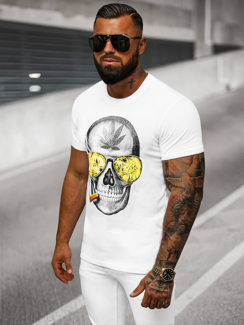 T-shirt Homme Blanc OZONEE JS/Y70019