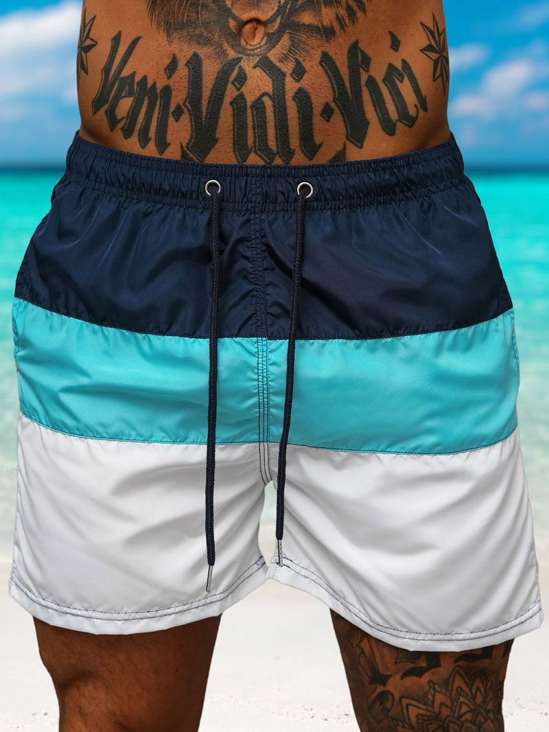 Short de bain homme bleu foncé/blanc OZONEE JS/17K567/7