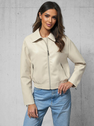 Veste en cuir femme beige OZONEE O/G116