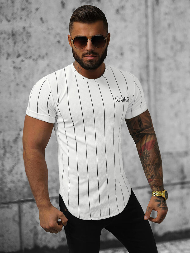 T-shirt Homme Blanc OZONEE O/P1116