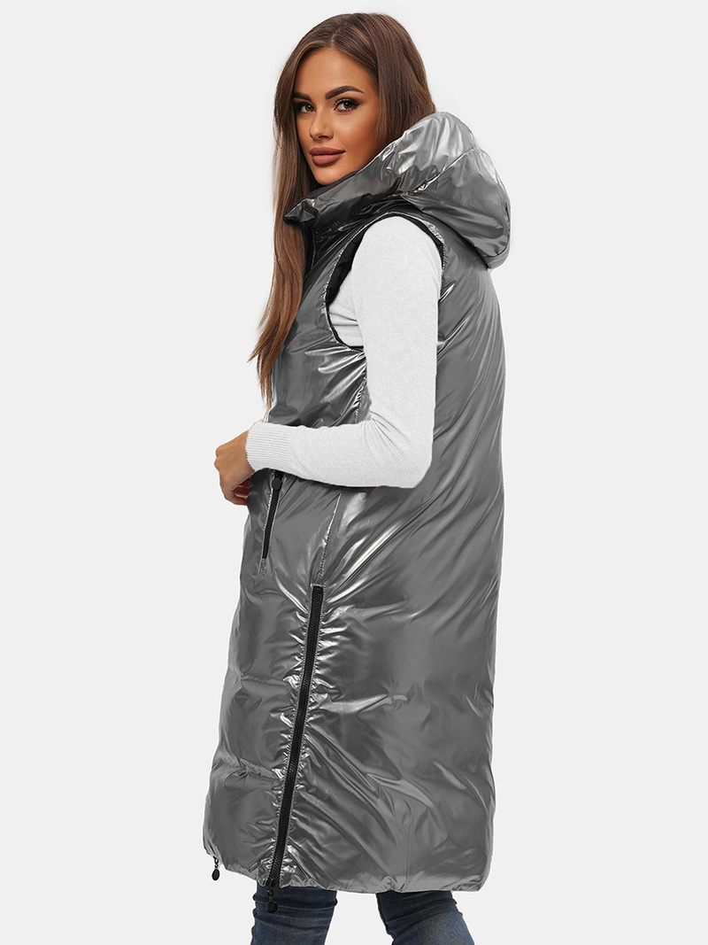 Gilet femme réversible noir et argent OZONEE O/H1121/61