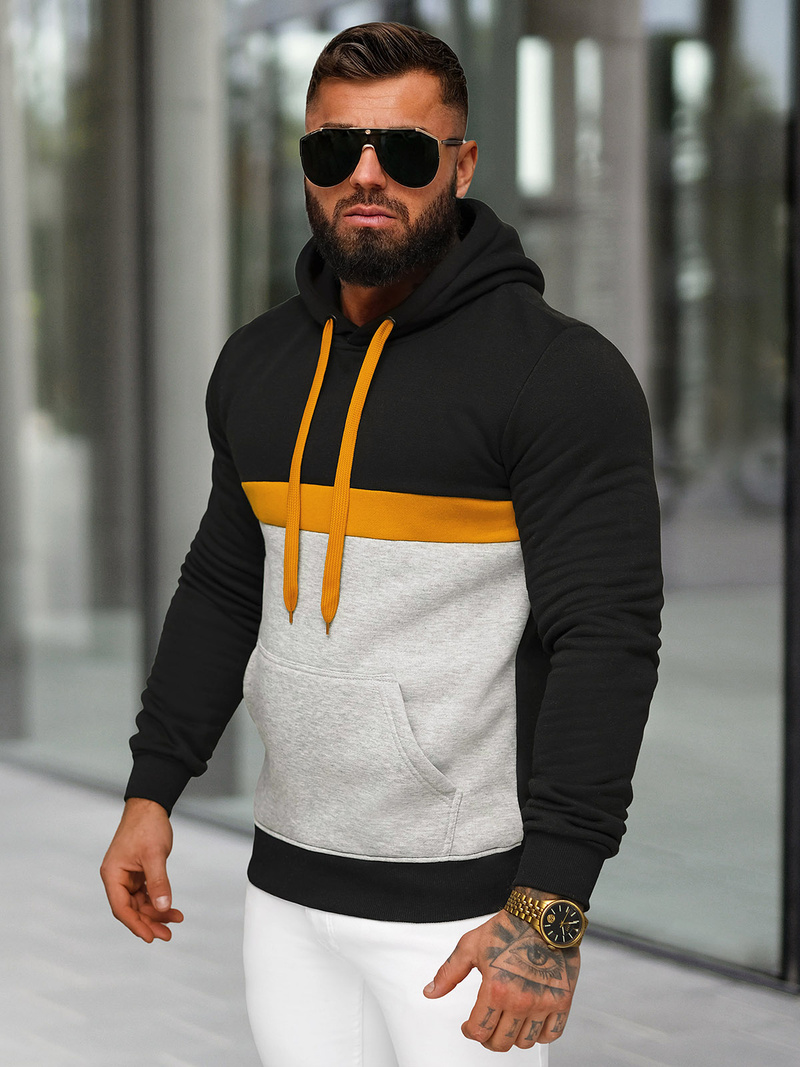 Sweatshirt à capuche homme noir OZONEE JS/8B1319/3