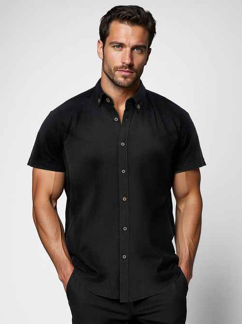 Chemise homme à manches courtes noir OZONEE O/V165