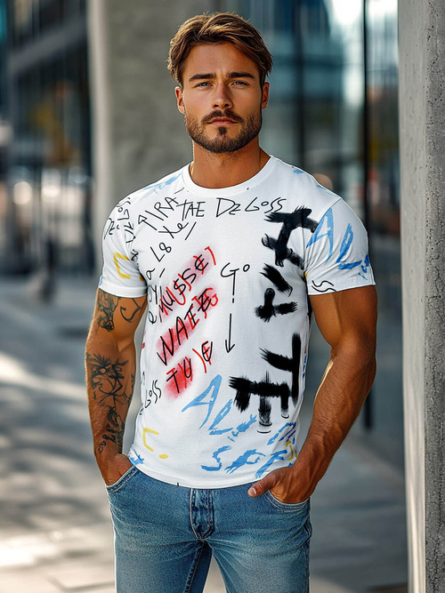 T-shirt Homme Blanc OZONEE JS/8T1211/1Z