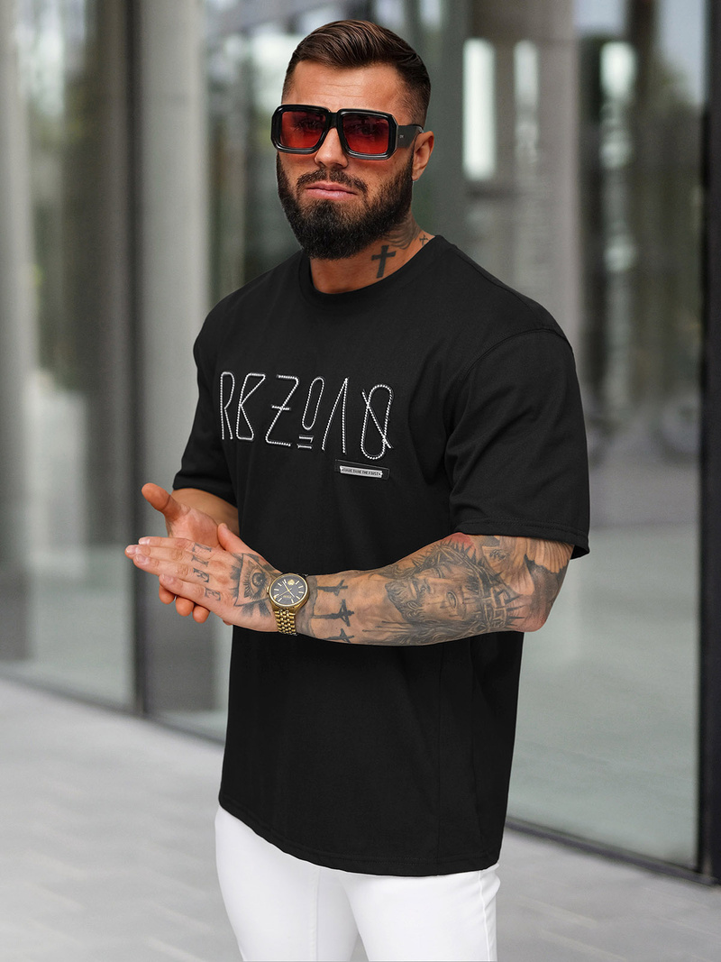 T-shirt Homme Noir OZONEE O/QQ1185