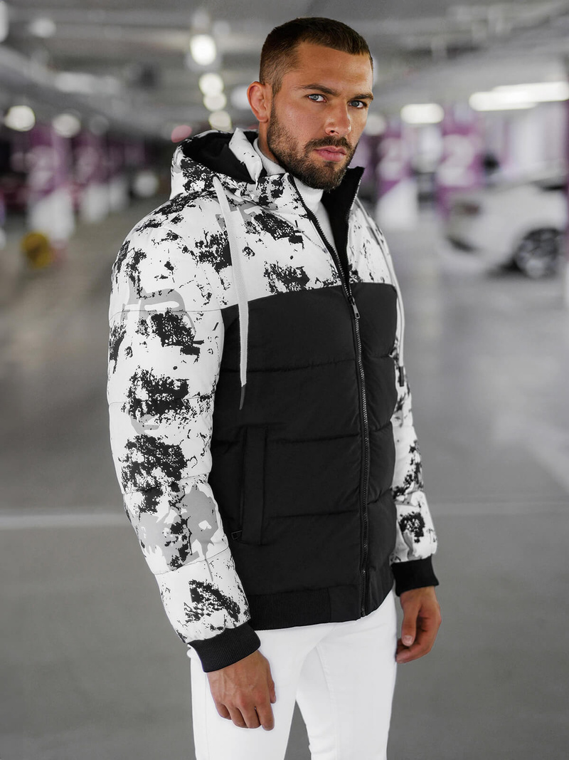 Veste D'hiver Blanc et Noir OZONEE JS/31M5030/392Z