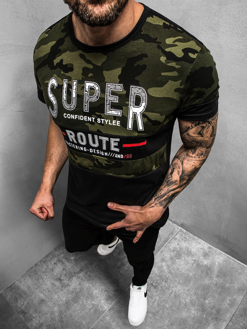 T-Shirt Homme Vert OZONEE JS/SS11103Z