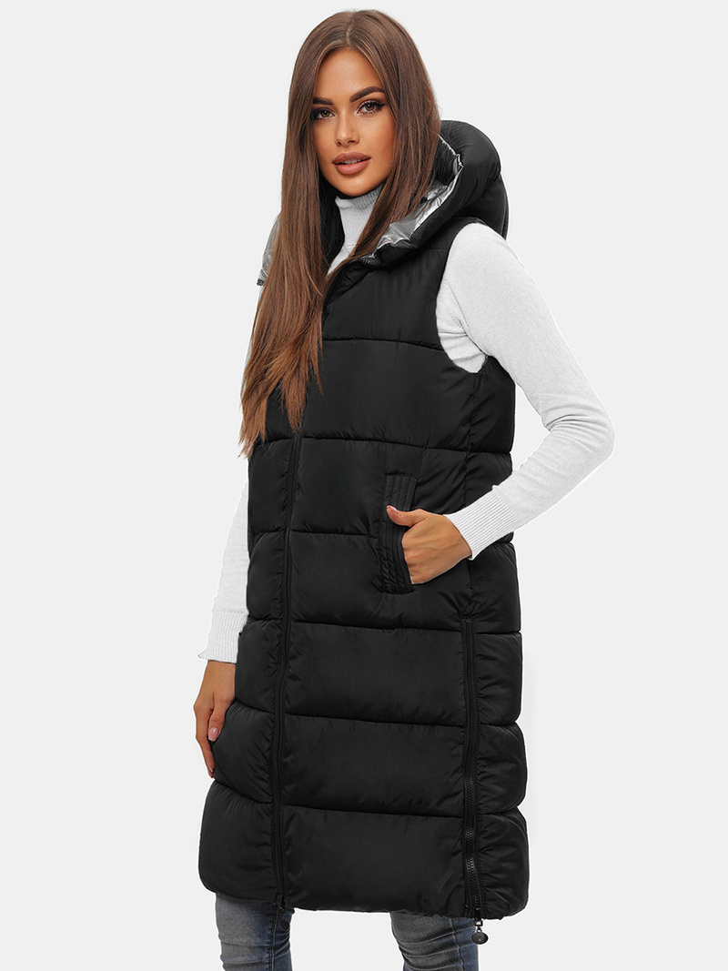 Gilet femme réversible noir et argent OZONEE O/H1121/61