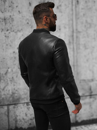 Veste en cuir homme Noir OZONEE JS/11Z8015