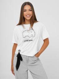 T-shirt femme blanc et noir OZONEE JS/RJ77247