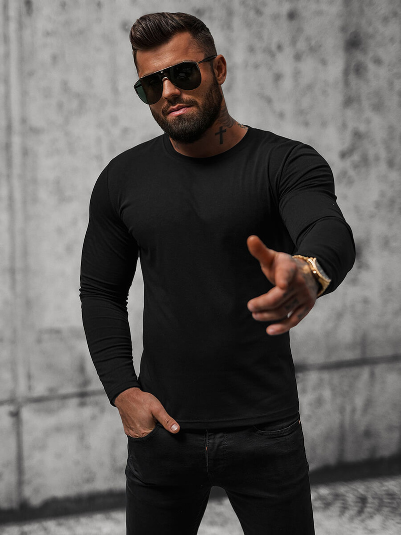 T-shirt à manches longues homme noir OZONEE O/B260