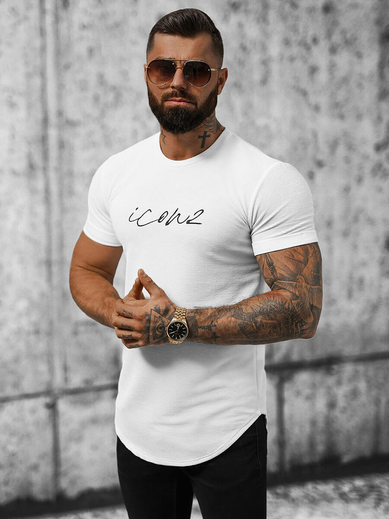 T-Shirt Homme Blanc OZONEE O/P1108