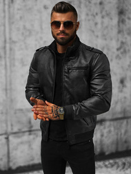 Veste en cuir homme noir OZONEE O/8907