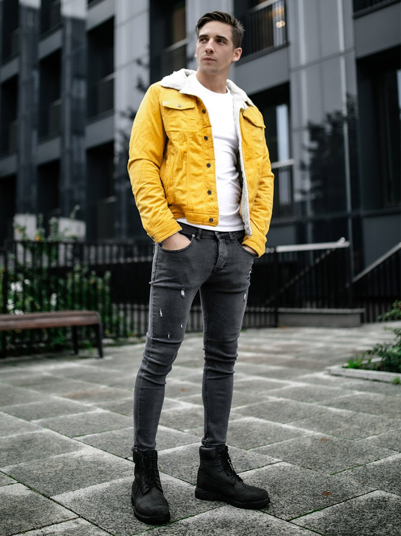 Veste en jean Homme Jaune OZONEE JB/JP1179/4Z