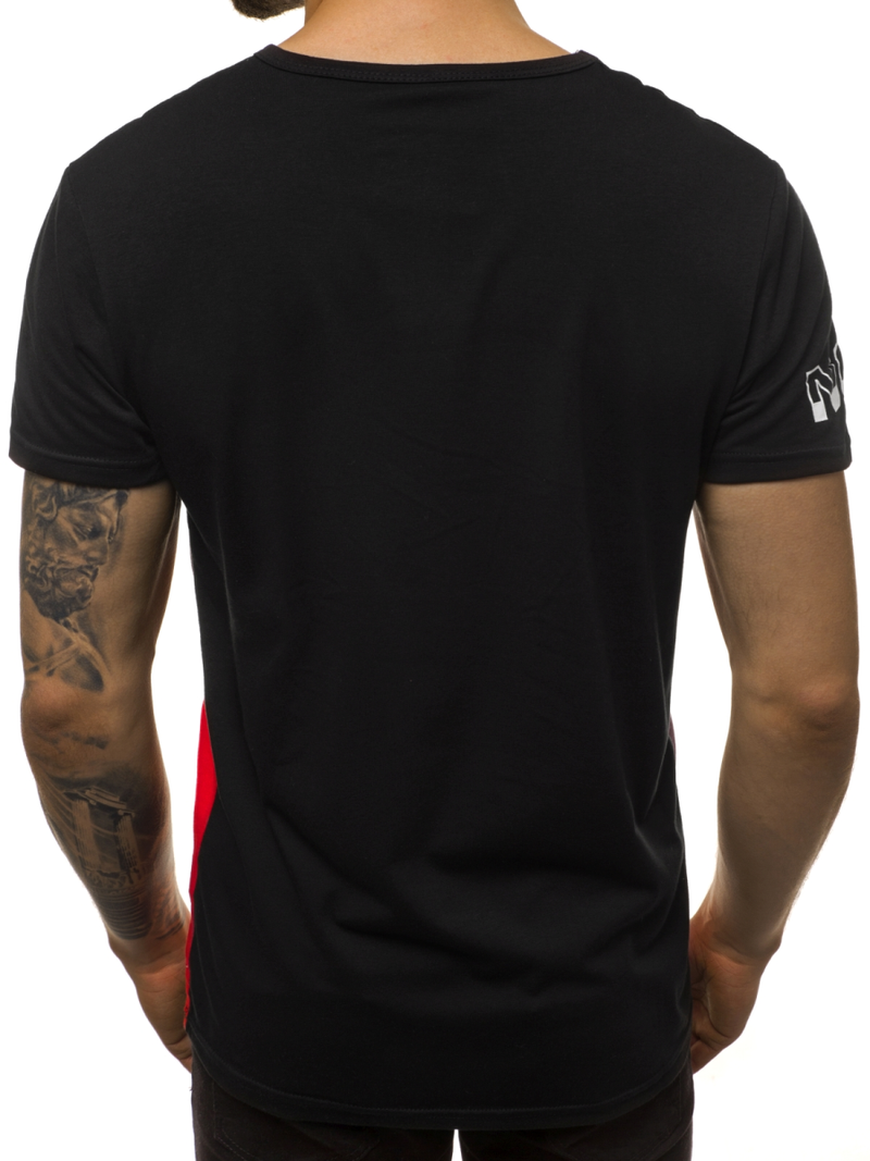 T-Shirt Homme Noir et rouge OZONEE JS/SS10900