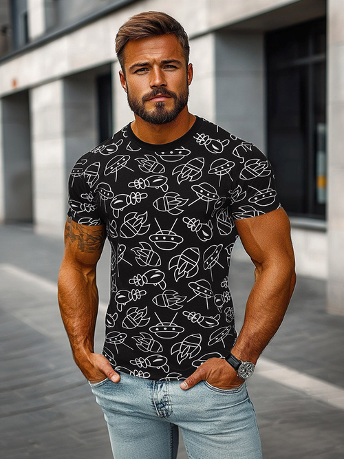 T-shirt Homme Noir OZONEE JS/8T1197/3Z