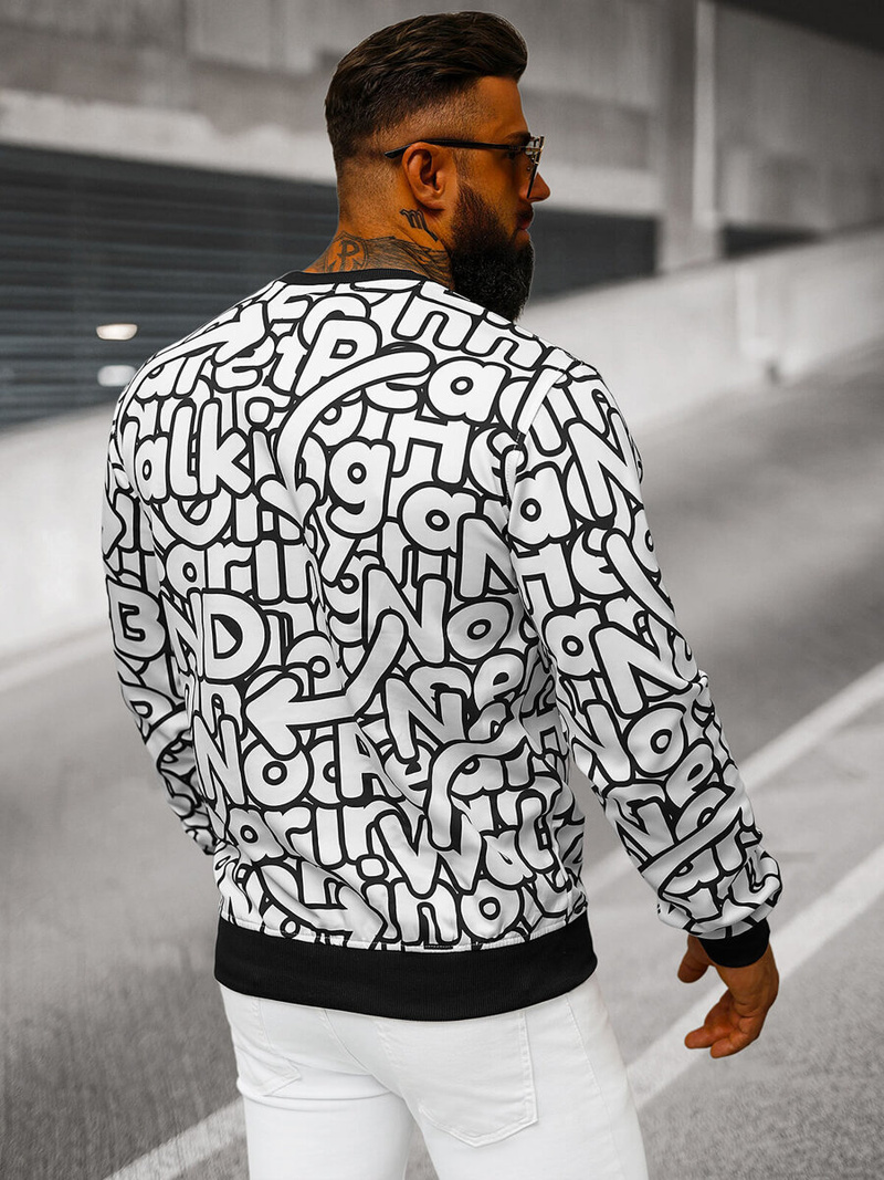 Sweatshirt Homme Blanc OZONEE JS/8B1137/1