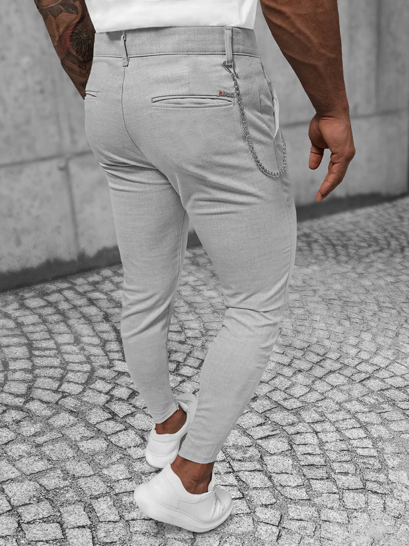 Pantalon Chino Homme Gris OZONEE DJ/550170