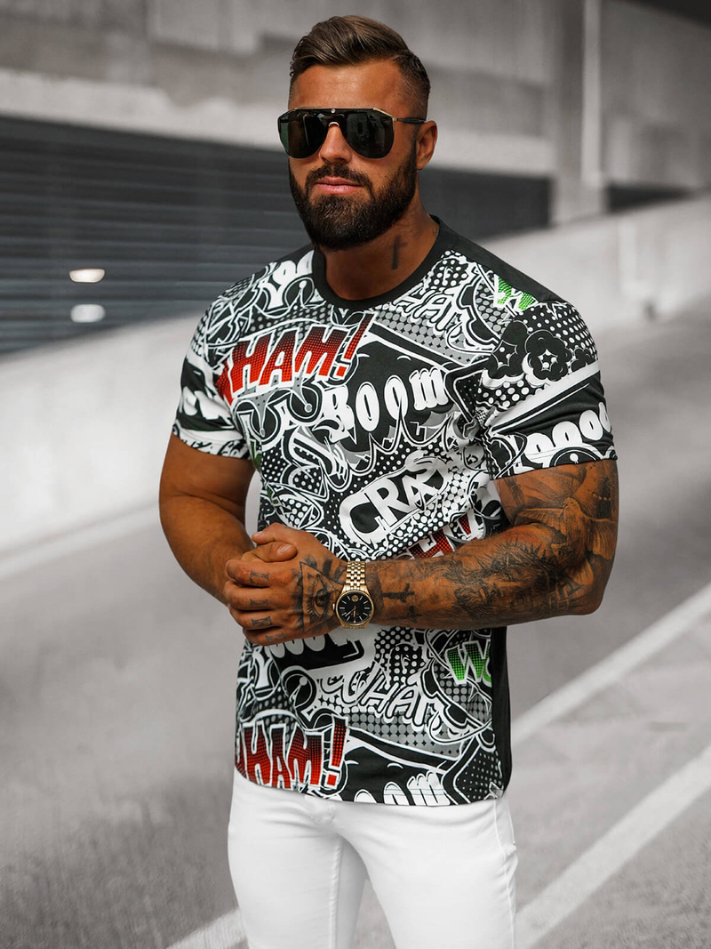 T-shirt Homme Noir OZONEE O/T137/3