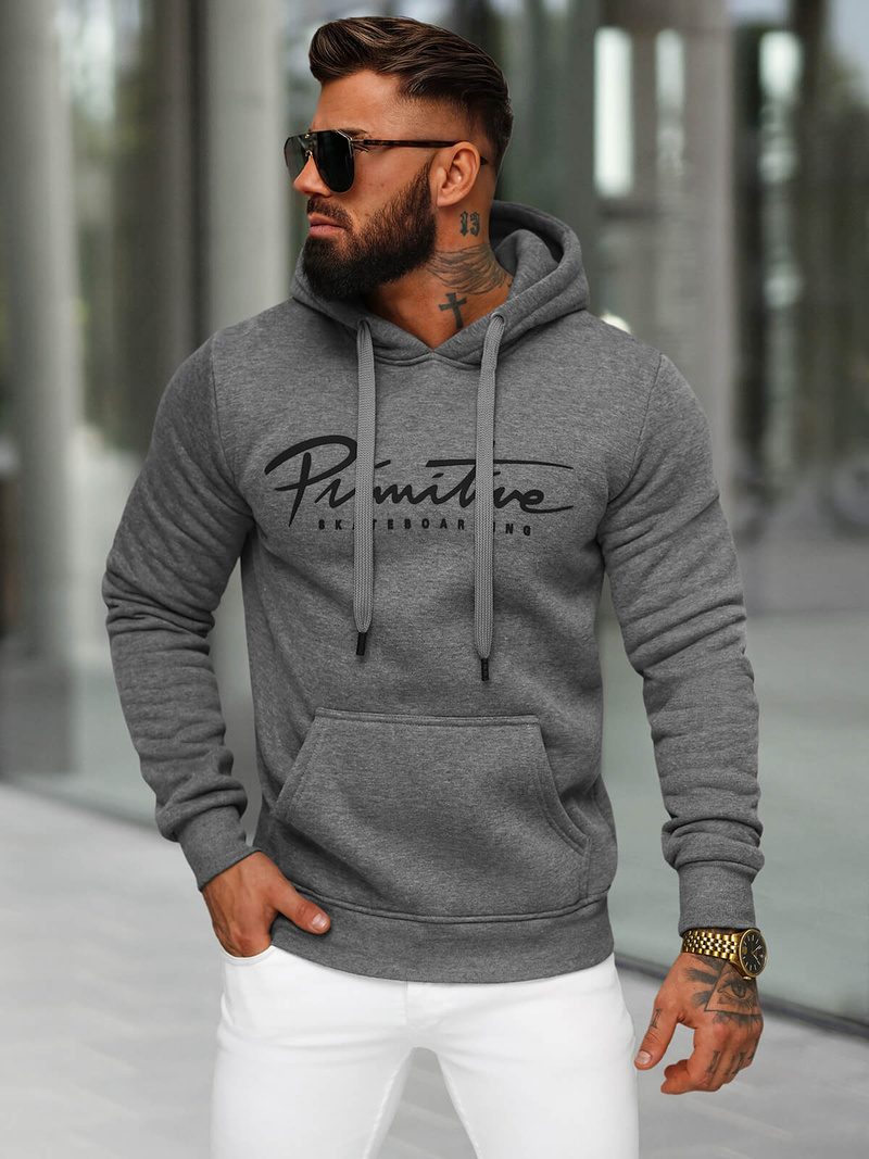 Sweatshirt à capuche homme gris foncé OZONEE JS/8B1352/5