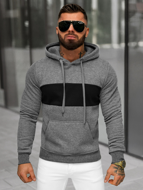 Sweatshirt à capuche homme gris foncé OZONEE JS/8B1308/5