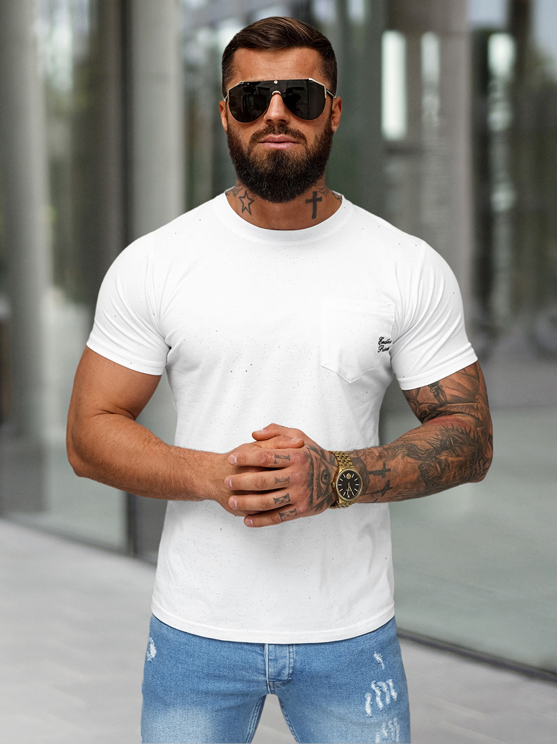 T-shirt Homme Blanc OZONEE O/QQ1387