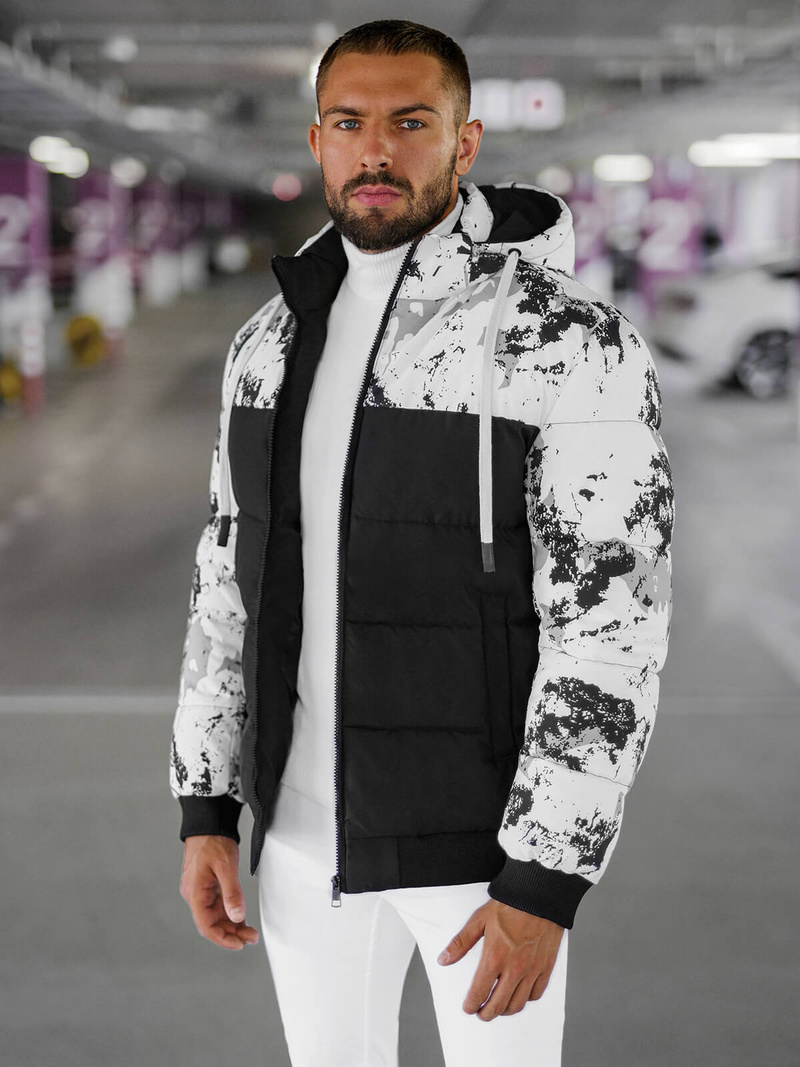 Veste D'hiver Blanc et Noir OZONEE JS/31M5030/392Z