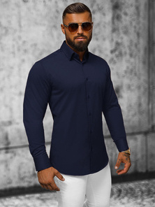 Chemise Homme Bleu Foncé OZONEE O/V79