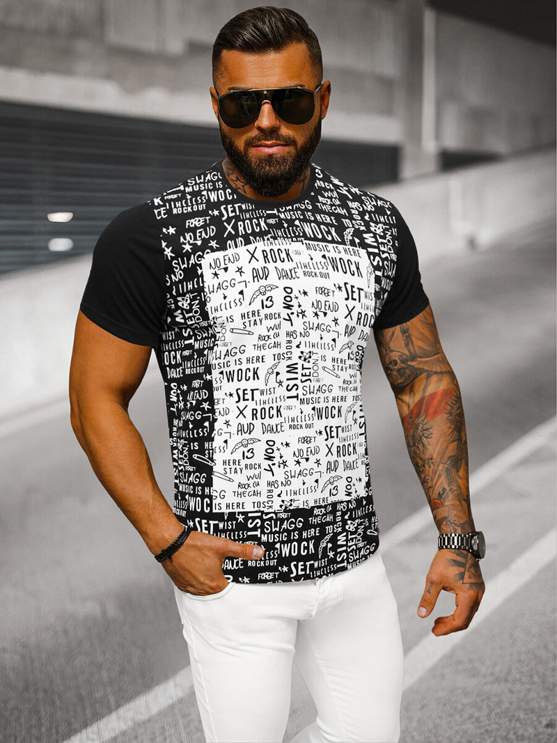 T-shirt Homme Noir OZONEE O/T122/3Z