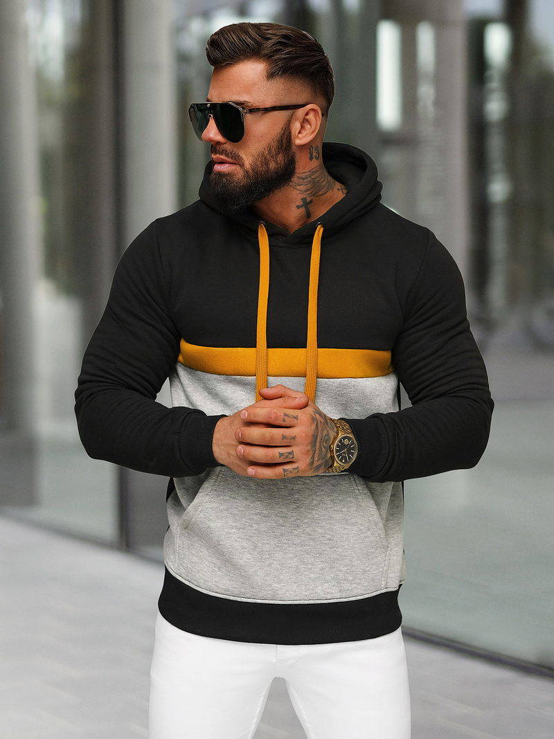 Sweatshirt à capuche homme noir OZONEE JS/8B1319/3