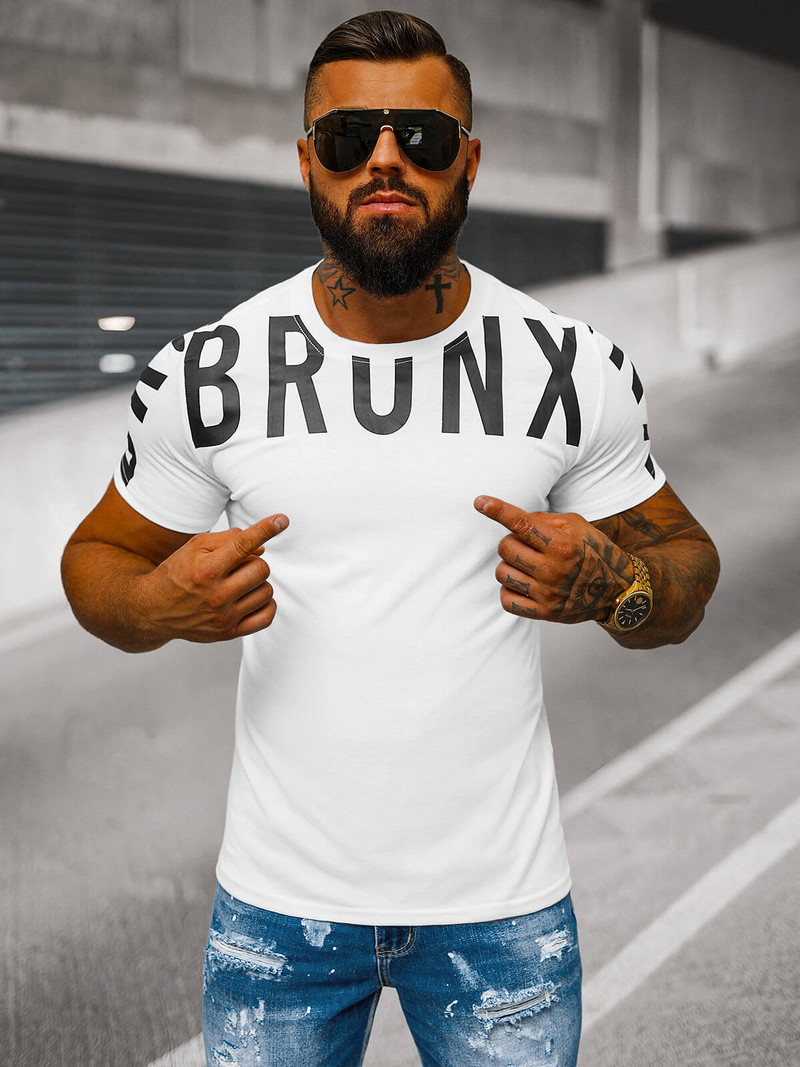 T-shirt Homme Blanc OZONEE O/8T1265/1