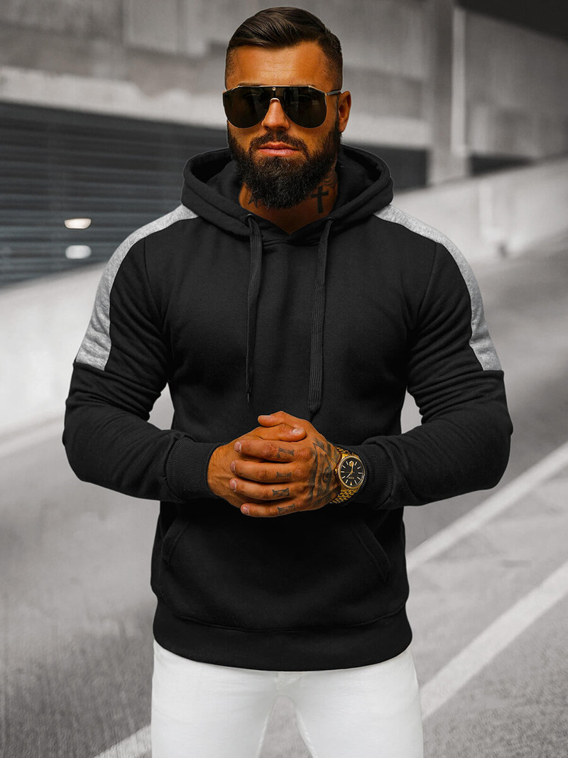 Sweatshirt à capuche homme noir OZONEE JS/8B1311/3