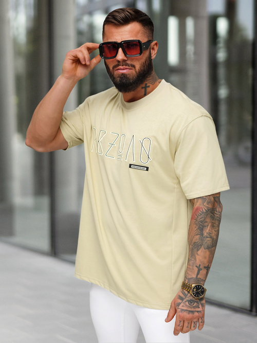 T-shirt Homme Beige OZONEE O/QQ1185