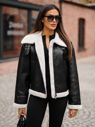 Veste en cuir femme noir et blanc OZONEE JS/11Z8176