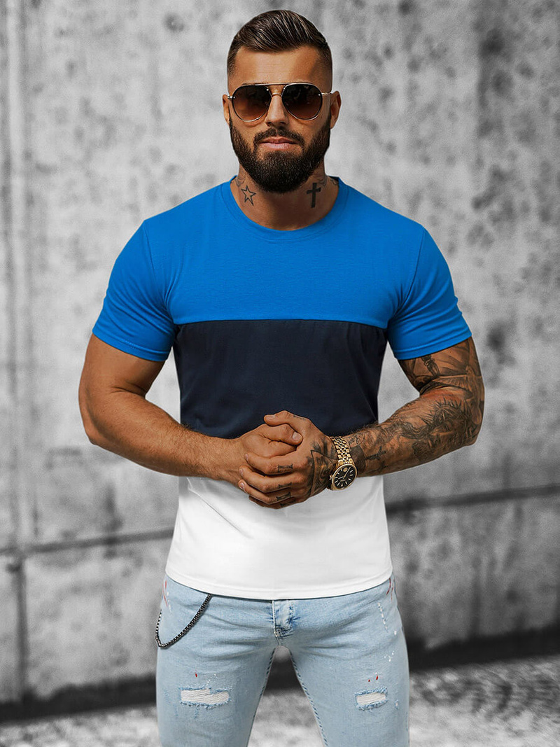 T-shirt Homme Bleu OZONEE JS/8T90/3Z