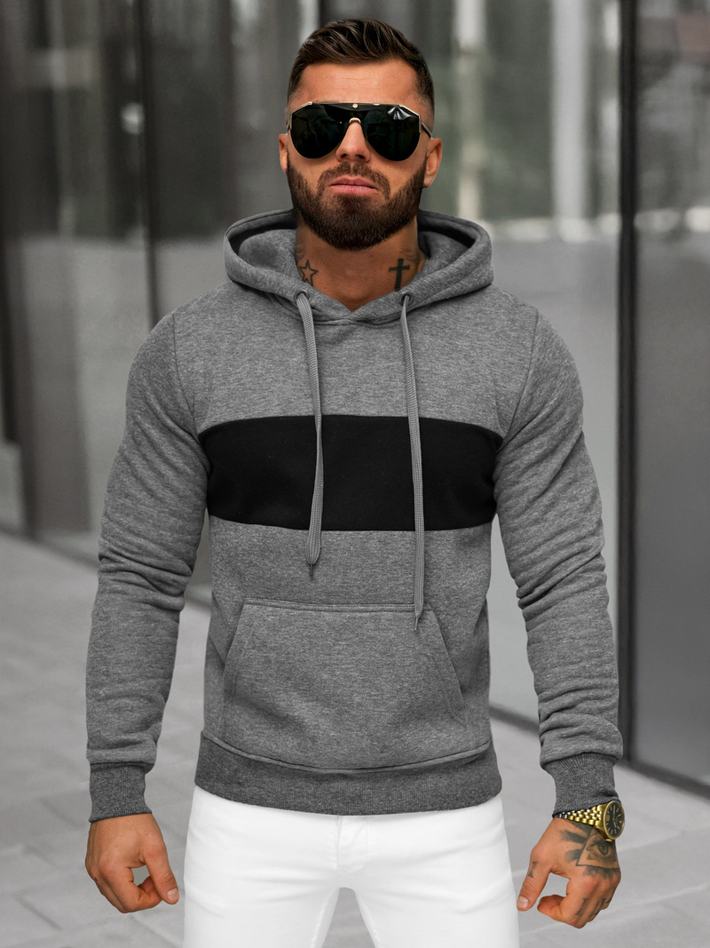 Sweatshirt à capuche homme gris foncé OZONEE JS/8B1308/5