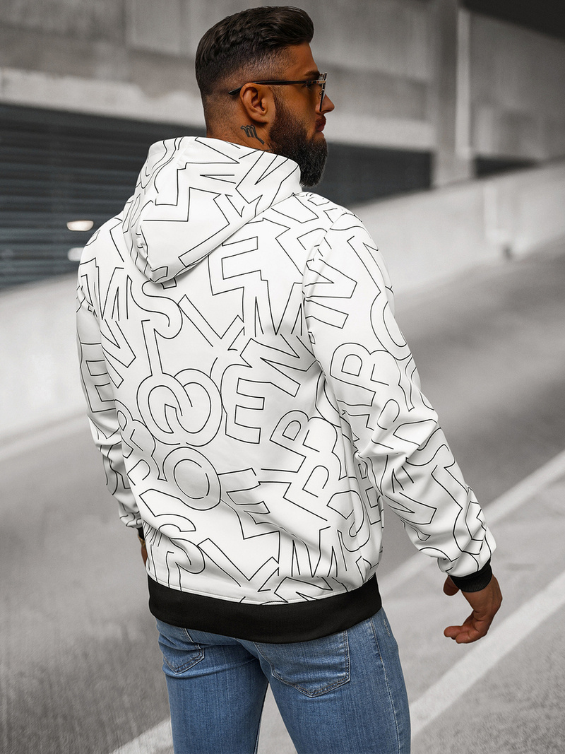 Sweatshirt à capuche homme blanc OZONEE JS/8B1232/1