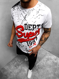 T-Shirt Homme Blanc OZONEE JS/KS1942Z