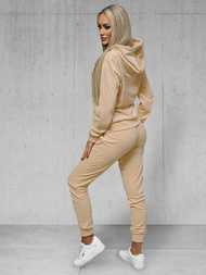 Ensemble survêtement femme en velours beige clair OZONEE JS/8C1176/159